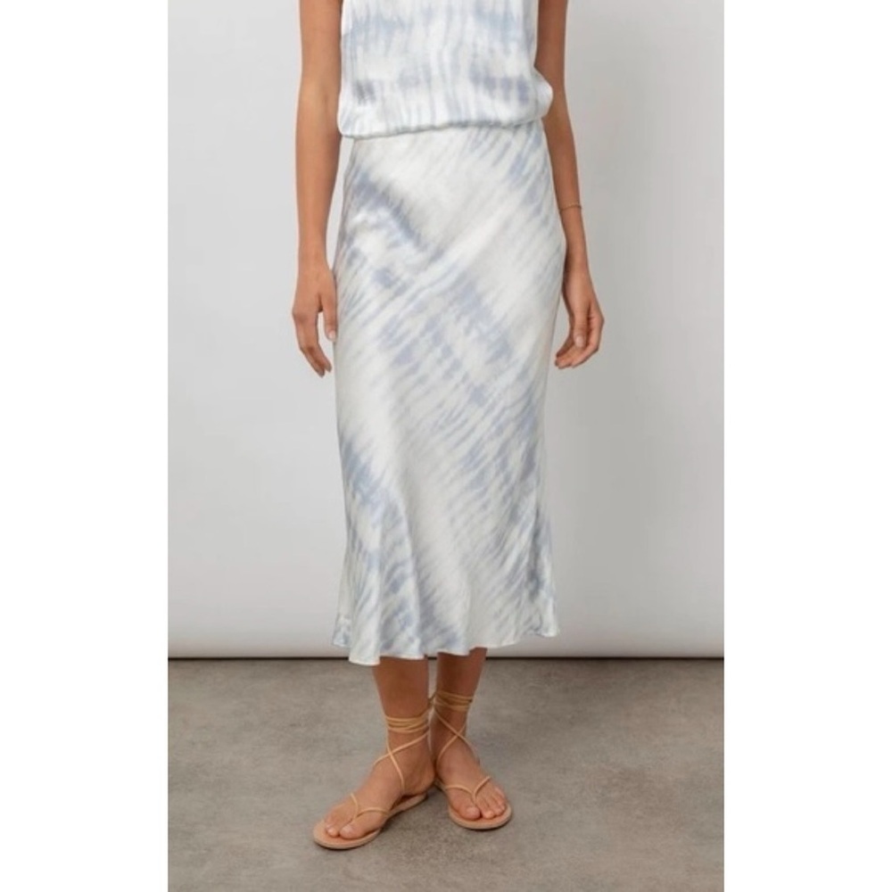 Rails Anya Tie Dye Satin Midi Skirt in Blue Tide